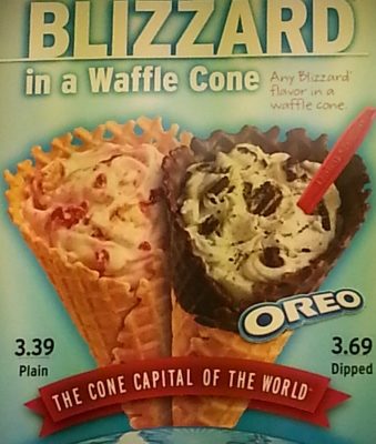 A Blizzard in a Waffle Cone!! The best kind!